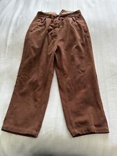 Ewa I Walla Russet Brown Cord Ankle Trousers Size M UK 12 24L Pockets Landgirl