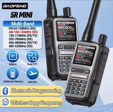 BEOFENG UV-5R MINI RADIO BLUETOOTH AM/FM VHF UHF MARINE BAND/PMR446 Gray