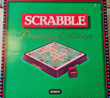 Scrabble Prestige Edition Board Game Electronic Timer Turntable Deluxe Complete