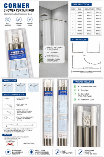 Corner shower curtain rod - curtain,