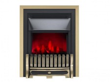 Valor Bauhaus Dimension Brass Inset Electric Fire LED REMOTE