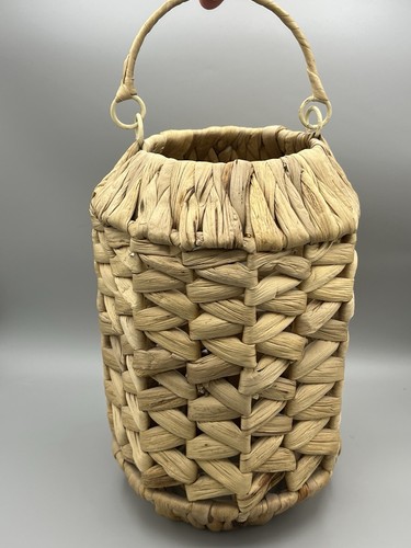 Woven wicker rattan candle - woven, tea