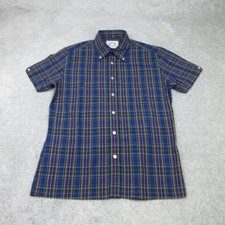 Brutus Shirt Mens Large Navy Check Plaid Trimfit Casuals Mod Ska Terrace 6127