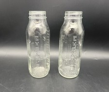 Pair of Vintage Clear Glass Baby Bottles EVENFLO Made In USA (JP3103)