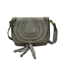Auth Chloe Marcie - Light gray Leather Shoulder Bag
