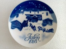 Vintage Christmas night wall plate 1978 Julen Porcelain Norway Advent Rustic