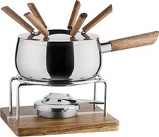 MÄSER Fondue Set Electric – 10‑Piece 1.9L Stainless Steel & Wood Set for 6 Pe...