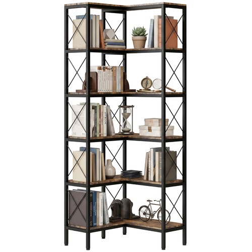Homcom shaped bookshelf - l-shaped,