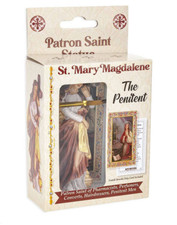 St. Mary Magdalene Statue, Hand Painted Gold Leaf Accents 4", Boxed