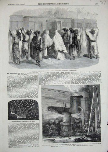 Original old antique print - old,