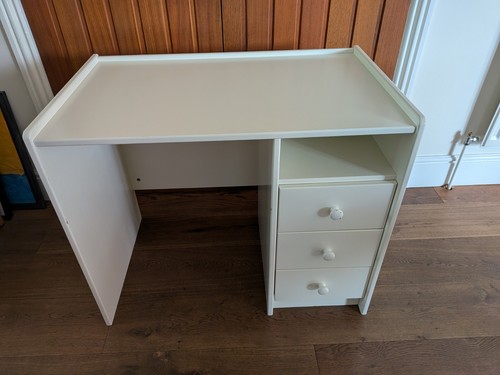 Kids white drawer desk - white,