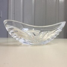 2 x Cut Glass Lead Crystal Trinket Jam Butter Dish Retro Art Deco +Heart shape