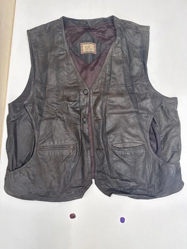 Vintage leather waistcoat - , 52"
