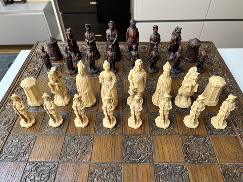 Antique chess board and - antique,