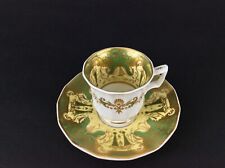 Antique Cup Saucer Copeland Spode England Hand Painted Sammeltasse gold Gilt