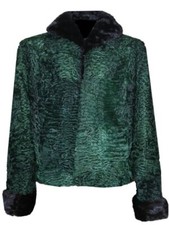 Green Persian Lamb Fur Bomber