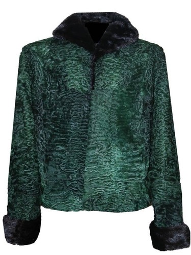 Green persian lamb fur bomber - green,