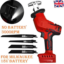 Cordless Reciprocating Saw with 4x Bare Blades For Milwaukee 18V Li-ion Battery