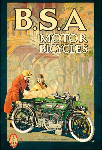 Vintage poster bsa - bsa, motorbike