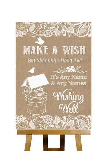 Burlap lace effect wishing - burlap,