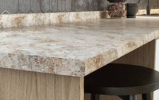 Beige Sandstone Rounded Edge Laminate Kitchen Worktops