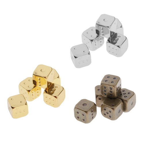 5pcs 12mm dice metal - d6, /