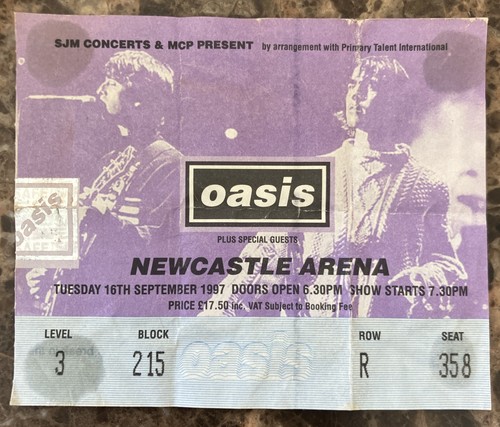Oasis ticket stub gig concert - ticket,