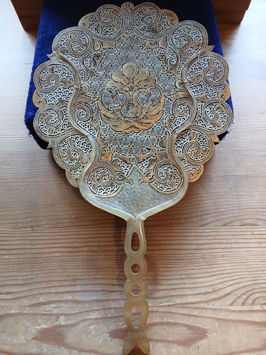 Antique wayang hand fan - hand,
