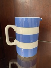 TG Green Cornishware Blue Medium Dreadnought Jug Green Shield 14.5cm Tall