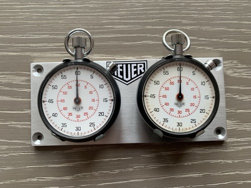 Heuer stopwatch panel pair - heuer,