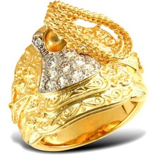 9ct Gold Medium CZ Saddle Ring with Cubic Zirconia Stones — Elegant British C...