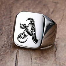 Royal Initial Signet Ring Men