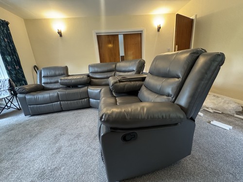 Recliner grey leather corner - recliner,