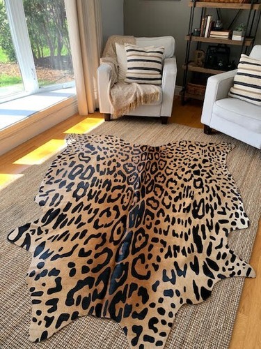 Leopard cowhide rug average - cowhide,