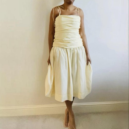 Zara cream draped midi dress - zara,