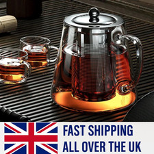 550 ml Heat Resistant Glass Teapot Stainless Steel Infuser Kung Fu Flower Pot