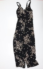 Zara Women Black Floral Wide-Leg Sleeveless Jumpsuit Size 8