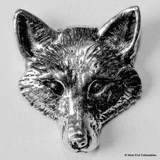 Fox Head Pewter Pin Brooch