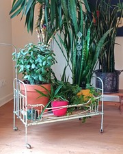 Old Doll Bed Baby Bed Metal Castors Original Circa 1900 Antique Vintage