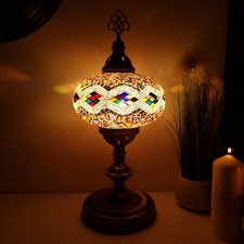 Extra Large Handmade Turkish Moroccan Arabian Colourful Glass Table Light Lamp