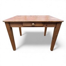 Antique Pine Farmhouse Kitchen Table / Rustic Side Table 105cm Wide With Drawer