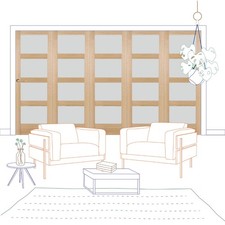 CLEARANCE internal 4 Door folding shaker 4L frosted oak sliding doors SALE