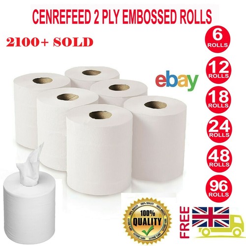 Centrefeed white rolls - rolls, 2ply