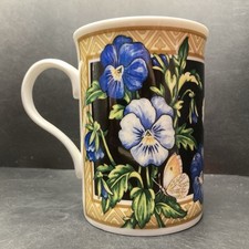 Vintage Crown Trent China Limited Pansies & Butterflies Bone China Mug England