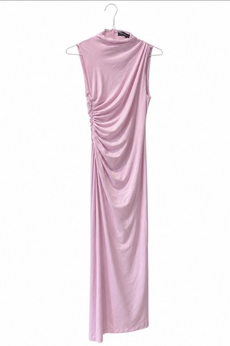 Zara pink draped ruched - draped, maxi