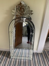 ANTIQUE LARGE CUT GLASS VENETIAN MIRROR