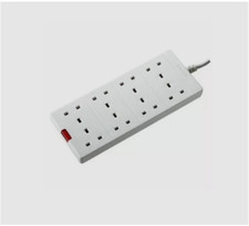 8 socket Extension Lead White 2M Cable 13 amps lead wire 8 Gang way cable