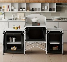 Aluminium Folding Camping Festival Kitchen Cupboard Black/Grey