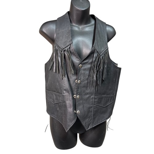 Vintage leather fringe vest - vintage,