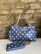 Cath Kidston Navy Blue White Spot Polka Dot Bag Handbag & Matching Purse Exc Con